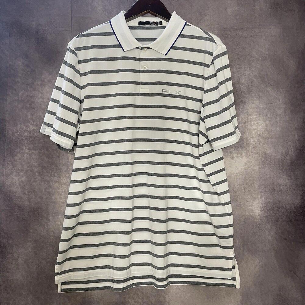 RLX Ralph Lauren Shirt Men's XL Extra Large Striped Performance Golf Polo